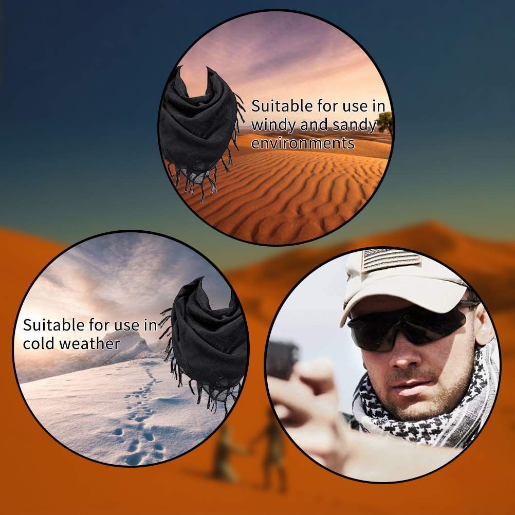 Luxns Military Shemagh Tactical Desert Scarf / 100% Cotton Keffiyeh Scarf Wrap for Men And Women