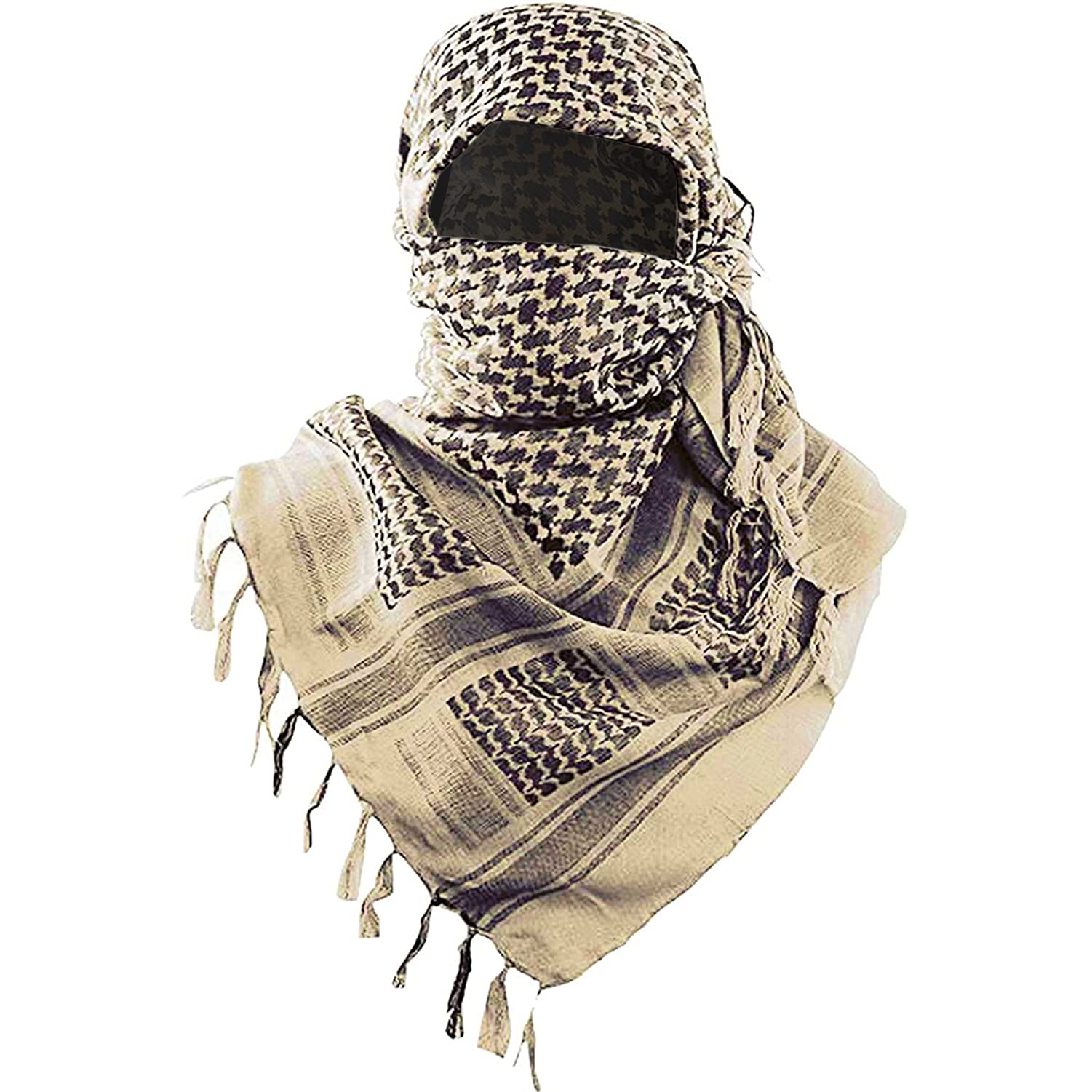Luxns Military Shemagh Tactical Desert Scarf / 100% Cotton Keffiyeh Scarf Wrap for Men And Women