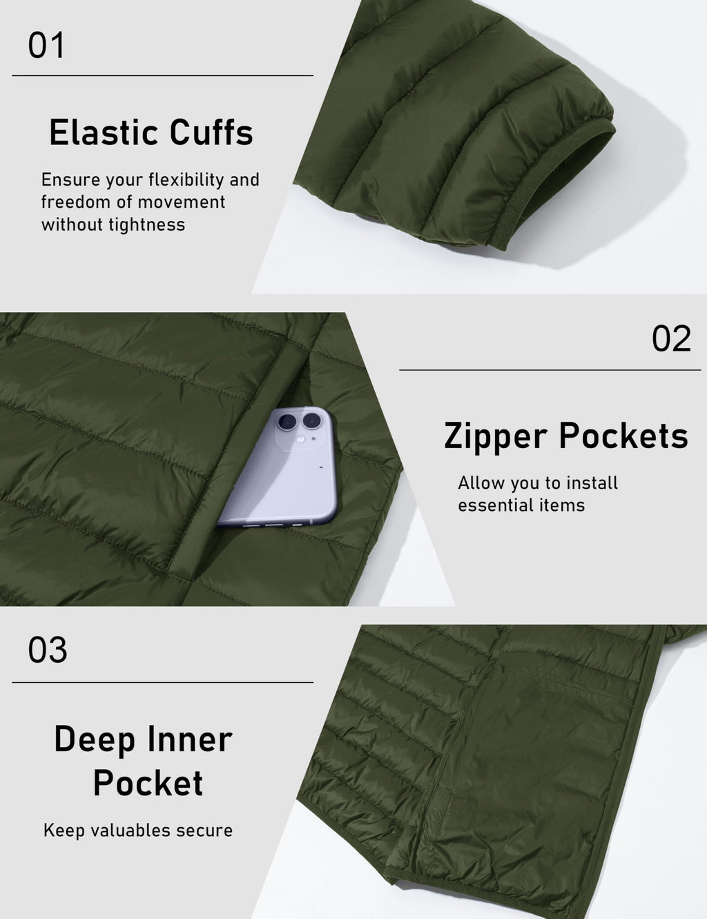 "Men's Lightweight Waterproof Hooded Puffer Jacket"