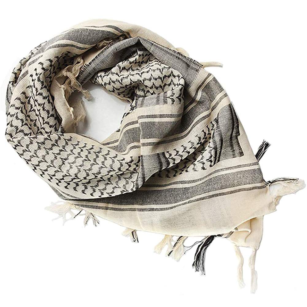 Luxns Military Shemagh Tactical Desert Scarf / 100% Cotton Keffiyeh Scarf Wrap for Men And Women
