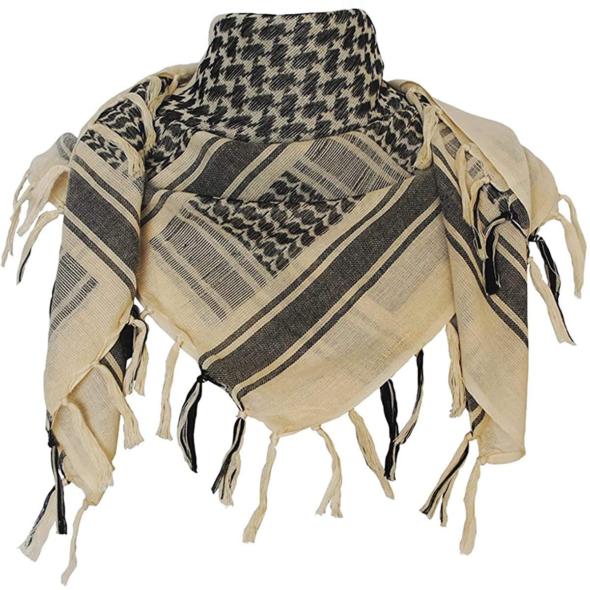 Luxns Military Shemagh Tactical Desert Scarf / 100% Cotton Keffiyeh Scarf Wrap for Men And Women