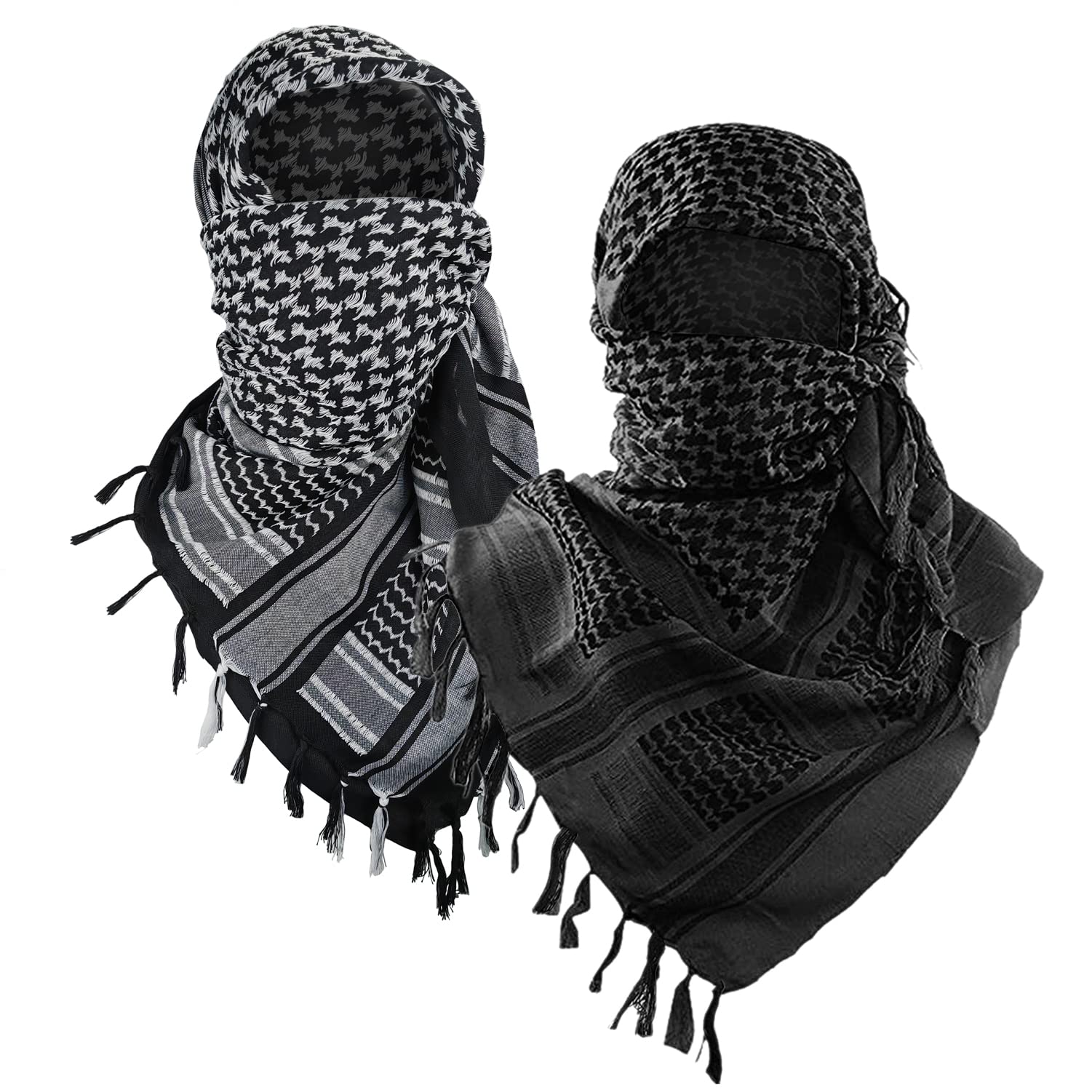 Luxns Military Shemagh Tactical Desert Scarf / 100% Cotton Keffiyeh Scarf Wrap for Men And Women