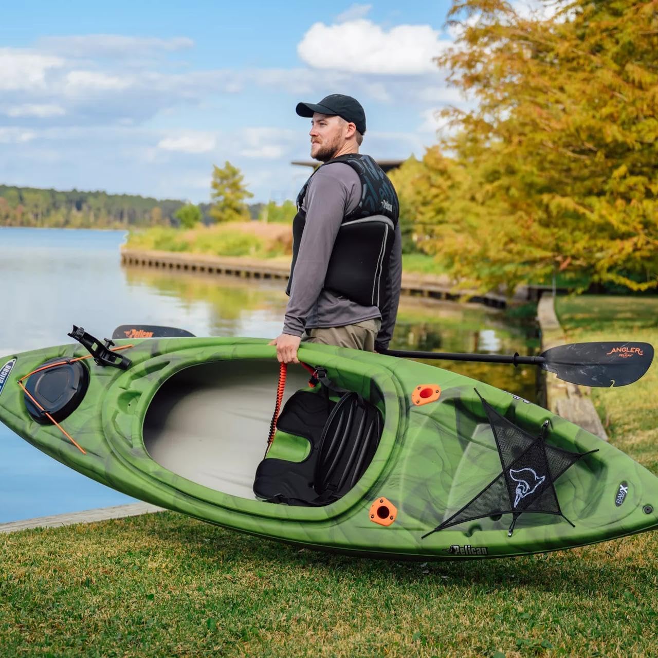 Fishing Kayak Vapor Black Lime - Lightweight Stable - Ergoform™ Padded seat - 10 ft