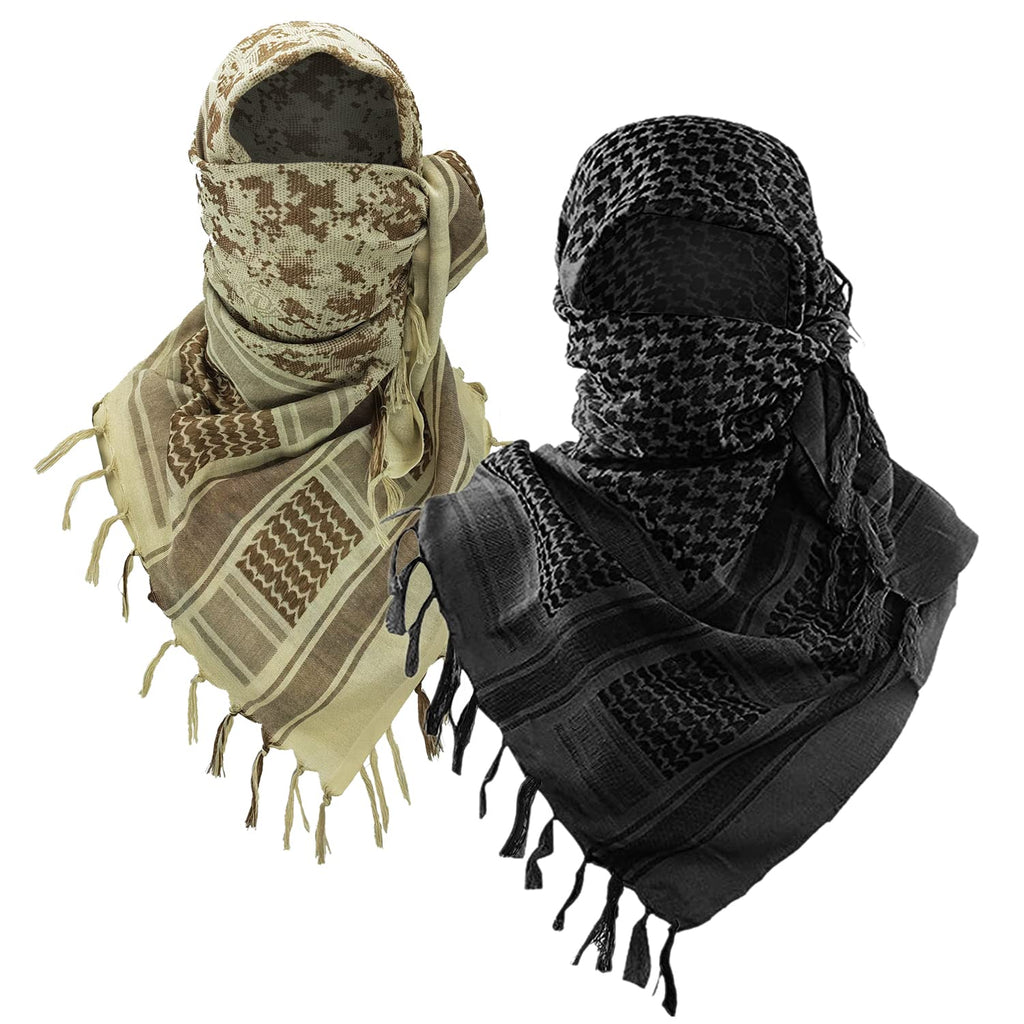 Luxns Military Shemagh Tactical Desert Scarf / 100% Cotton Keffiyeh Scarf Wrap for Men And Women