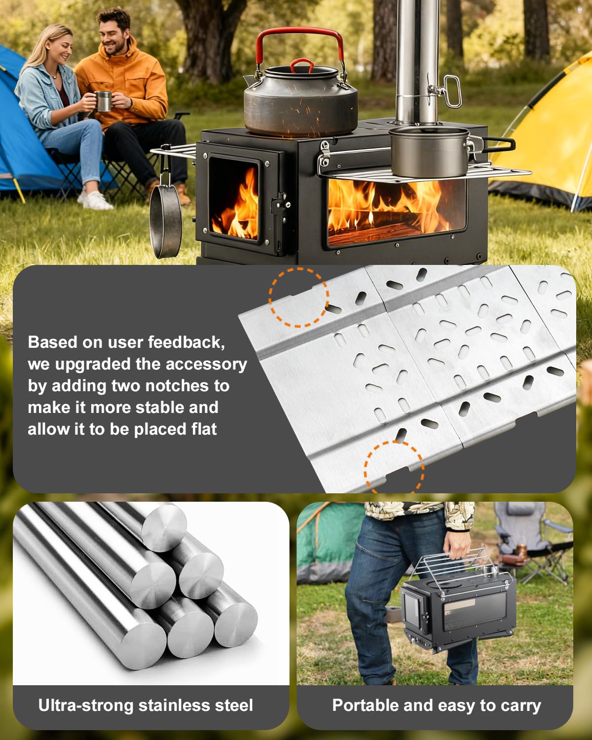 "Portable Camping Wood Burning Tent Stove"