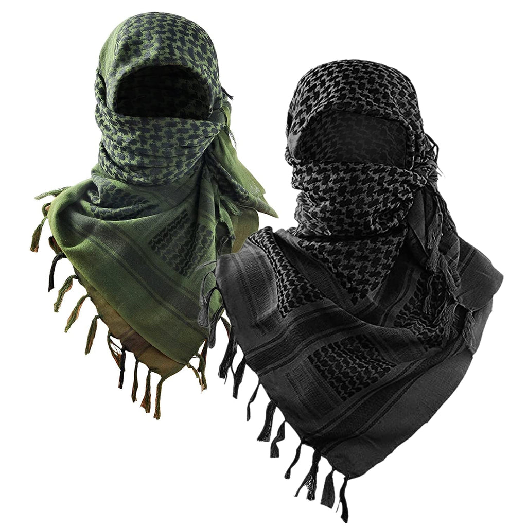 Luxns Military Shemagh Tactical Desert Scarf / 100% Cotton Keffiyeh Scarf Wrap for Men And Women