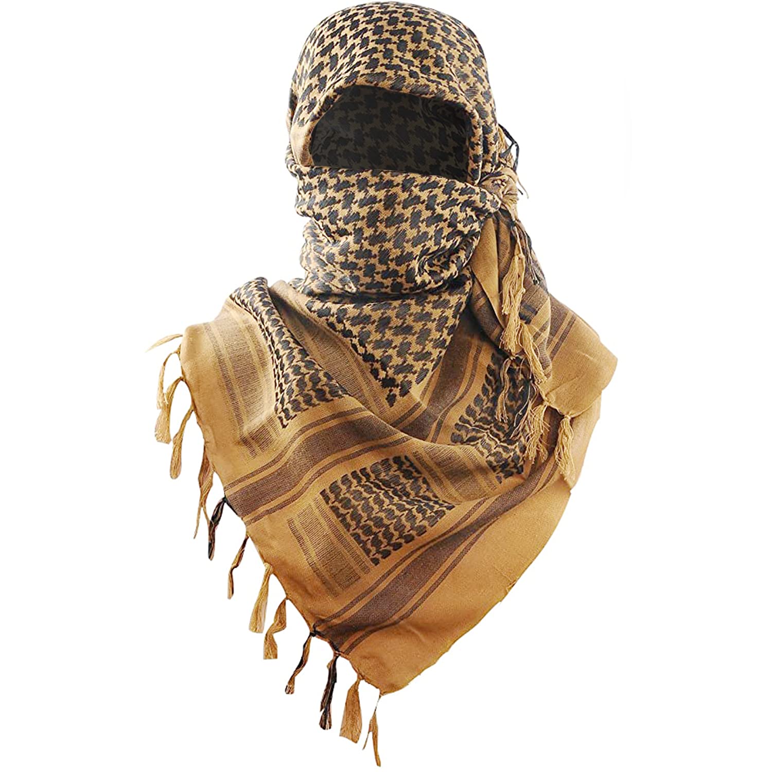 Luxns Military Shemagh Tactical Desert Scarf / 100% Cotton Keffiyeh Scarf Wrap for Men And Women