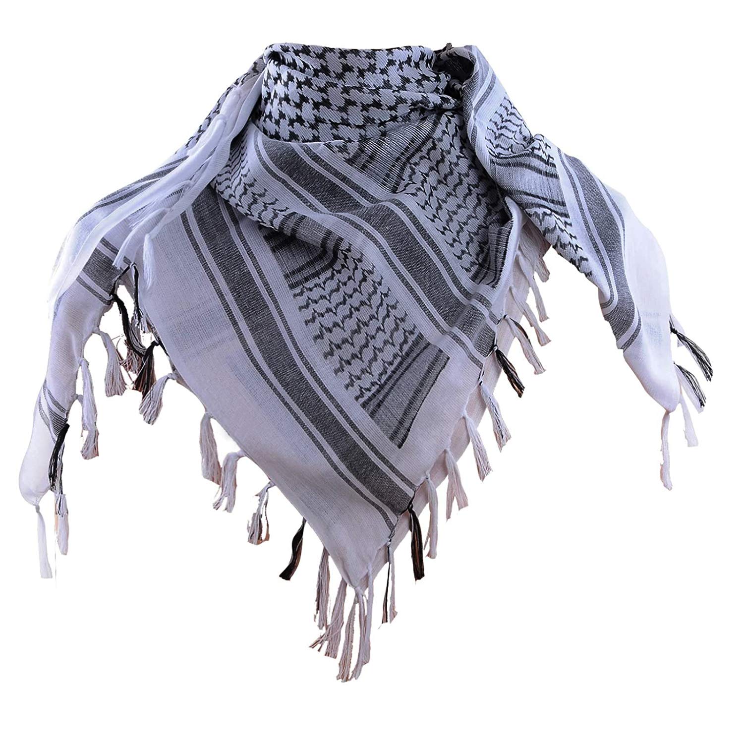 Luxns Military Shemagh Tactical Desert Scarf / 100% Cotton Keffiyeh Scarf Wrap for Men And Women