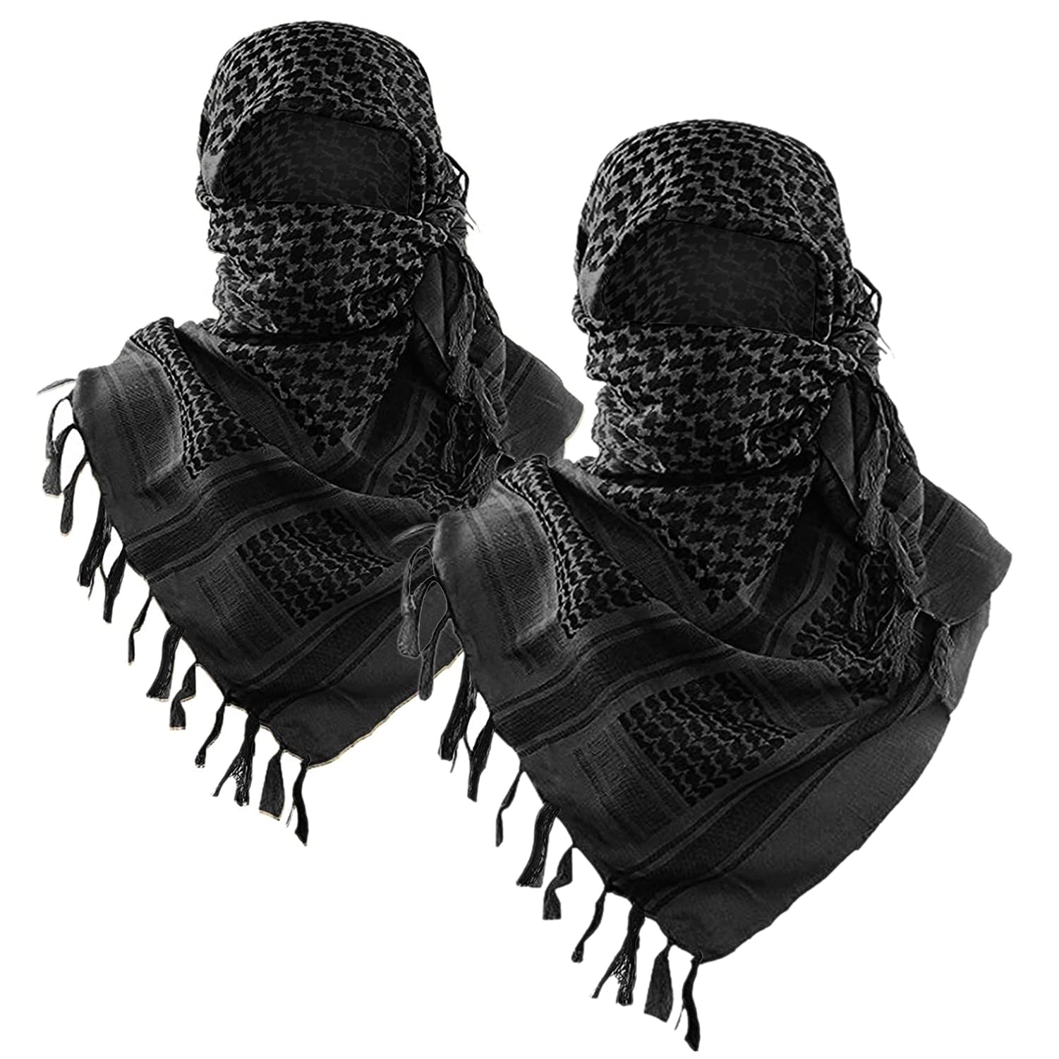 Luxns Military Shemagh Tactical Desert Scarf / 100% Cotton Keffiyeh Scarf Wrap for Men And Women