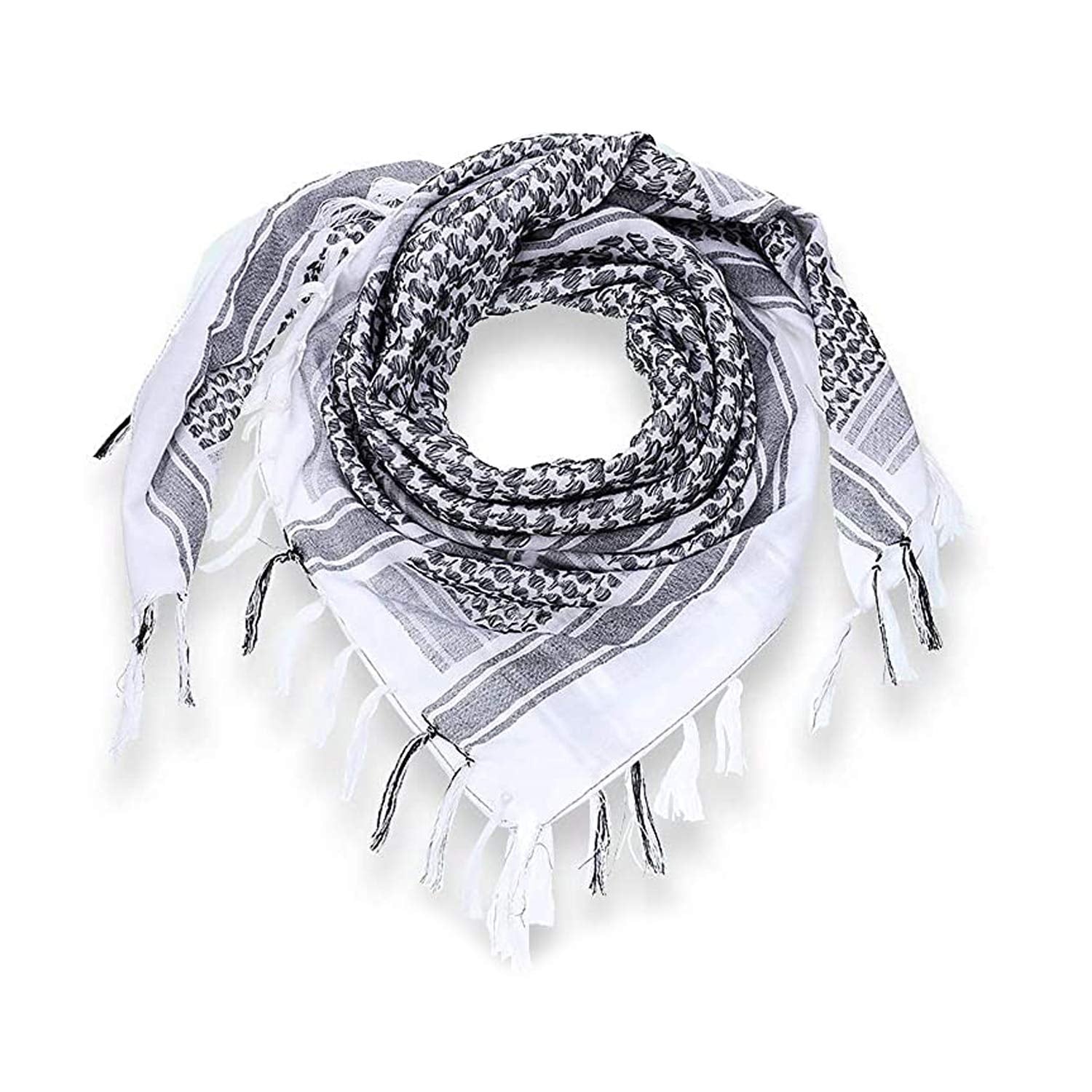 Luxns Military Shemagh Tactical Desert Scarf / 100% Cotton Keffiyeh Scarf Wrap for Men And Women