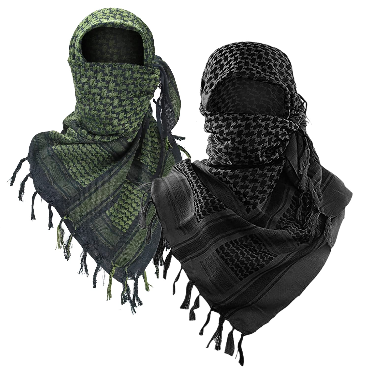 Luxns Military Shemagh Tactical Desert Scarf / 100% Cotton Keffiyeh Scarf Wrap for Men And Women