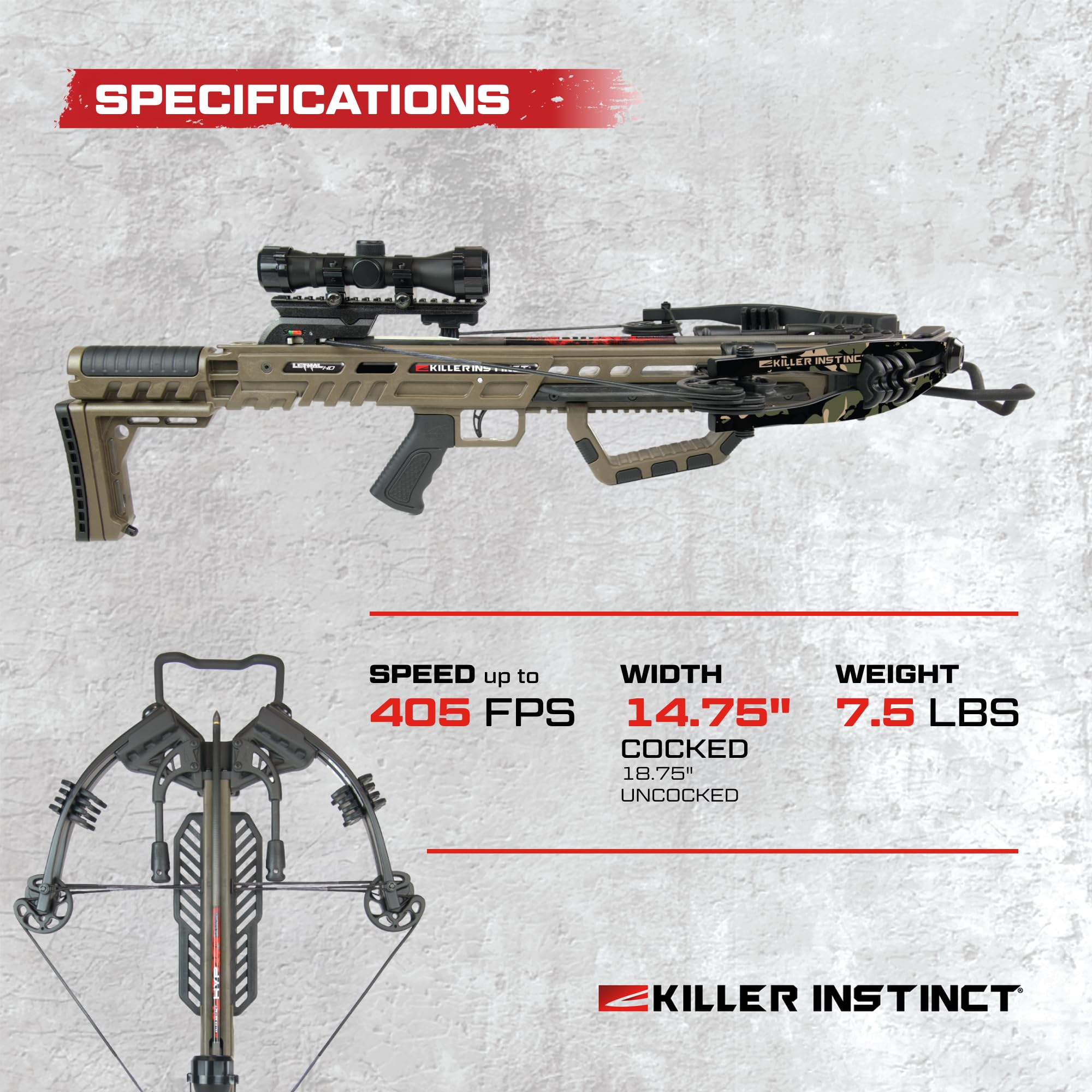 "Killer Instinct Lethal 405HD Crossbow Kit With Redesigned Stock"