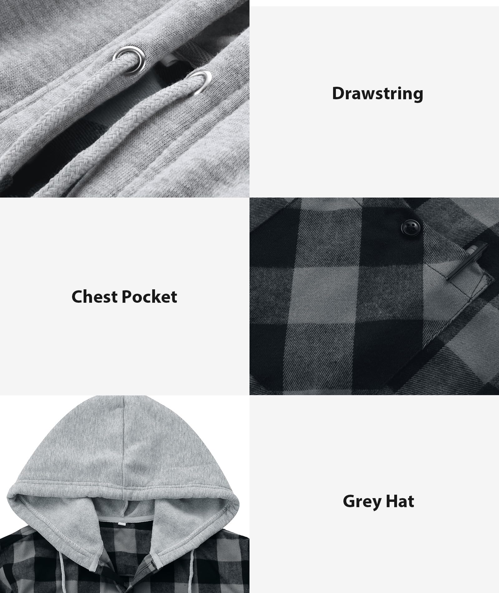 3 Pack Men's Flannel Hoodie Shirts