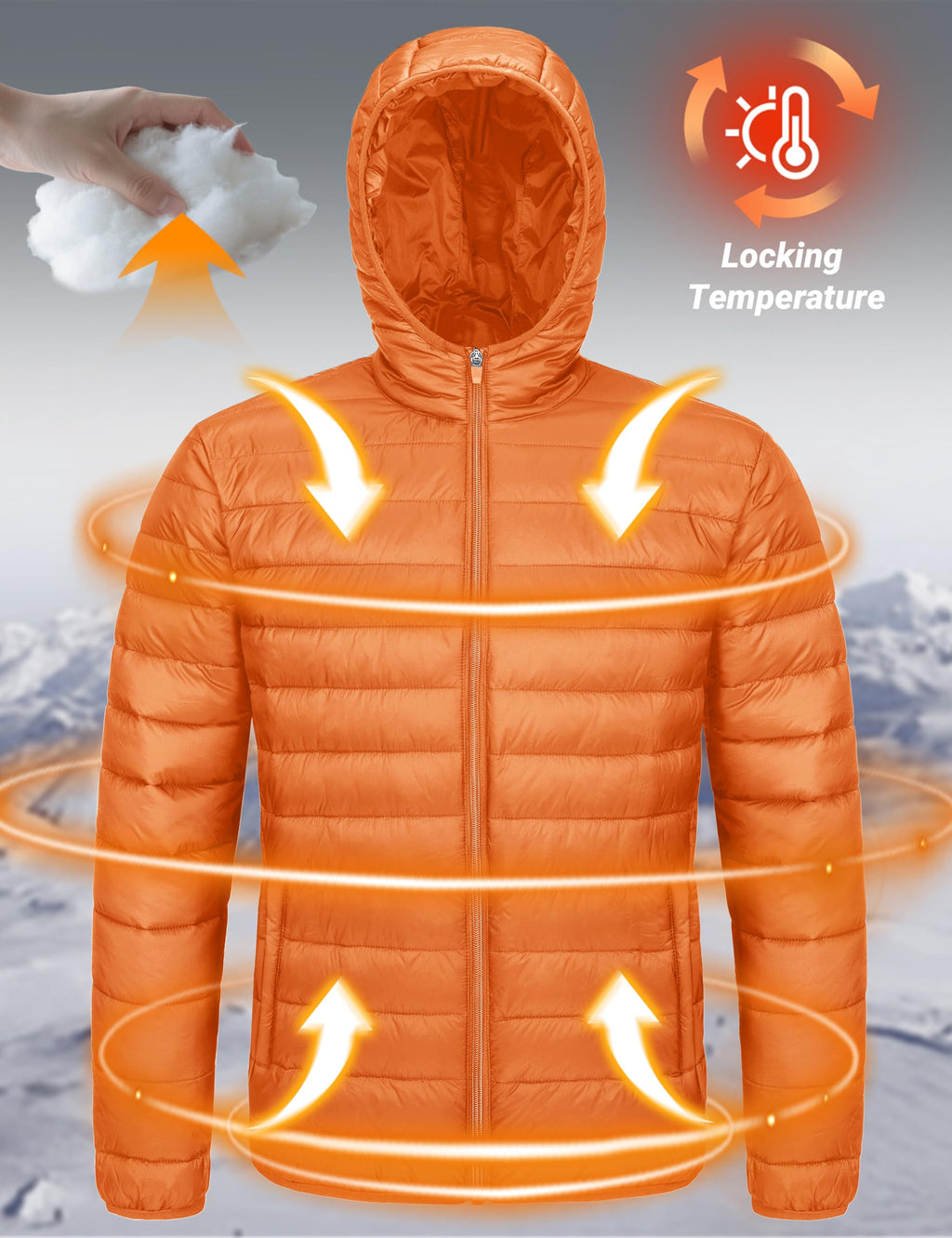 "Men's Lightweight Waterproof Hooded Puffer Jacket"