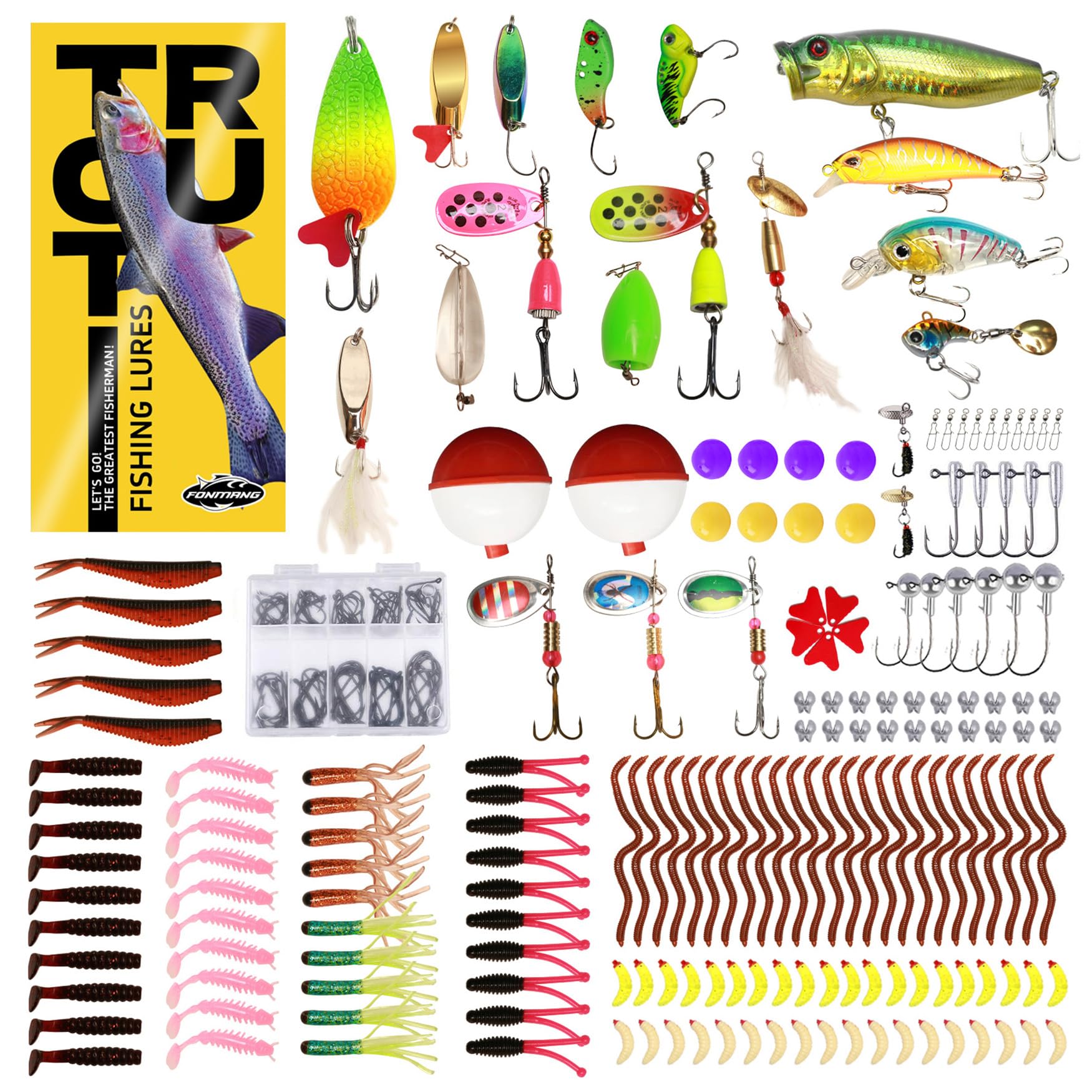 322-Piece Fishing Lures Kit - Complete Tackle Box Set for Bass & Trout