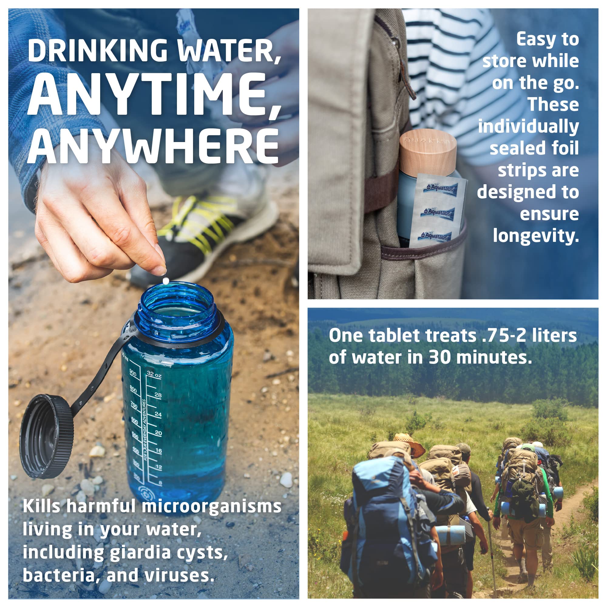 Aquatabs 397mg Water Purification Tablets (100 Pack).