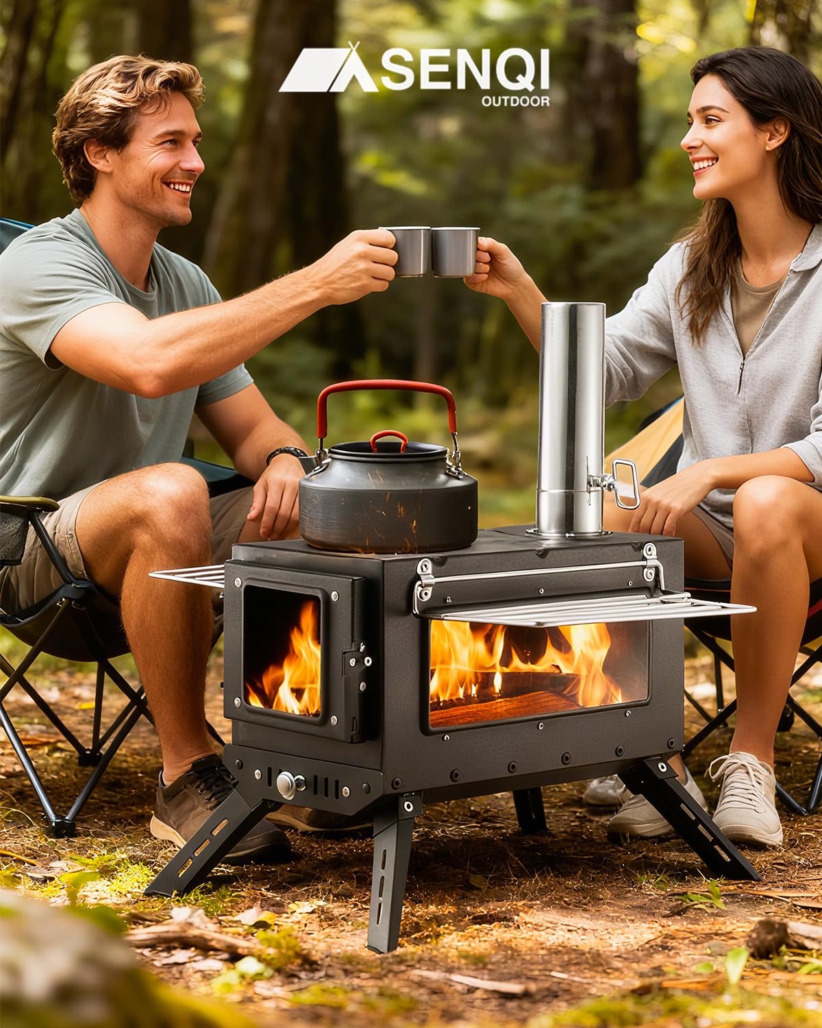 "Portable Camping Wood Burning Tent Stove"