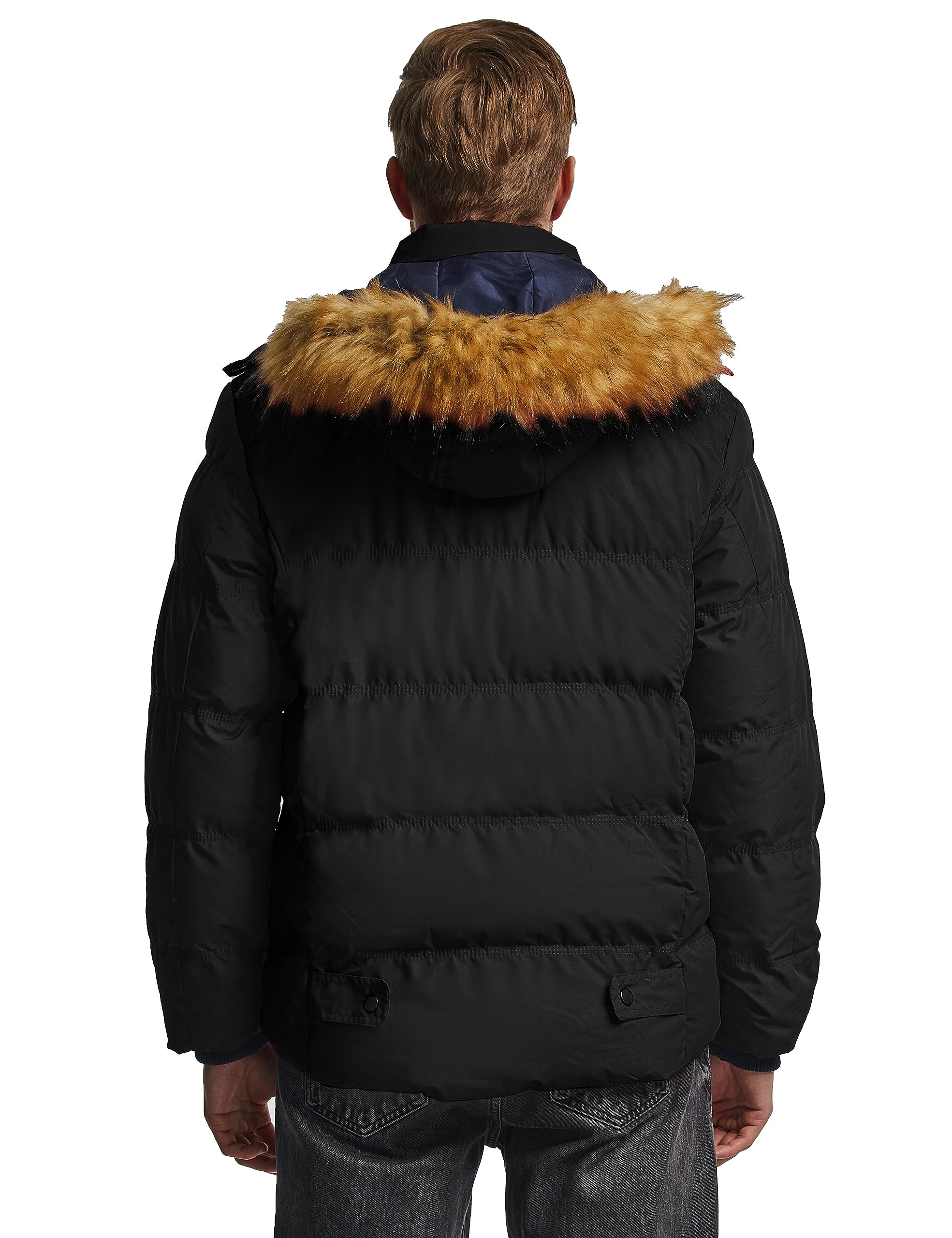 Men's Waterproof Fur Hooded Bubble Jacket