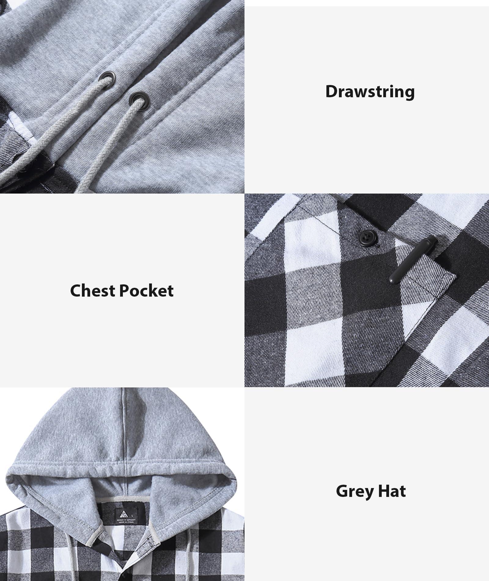 3 Pack Men's Flannel Hoodie Shirts