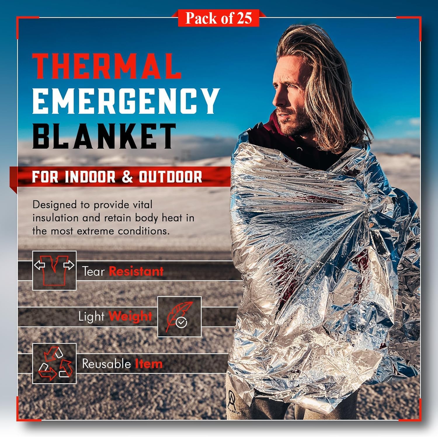Emergency Blanket 4-Pack Space Blankets