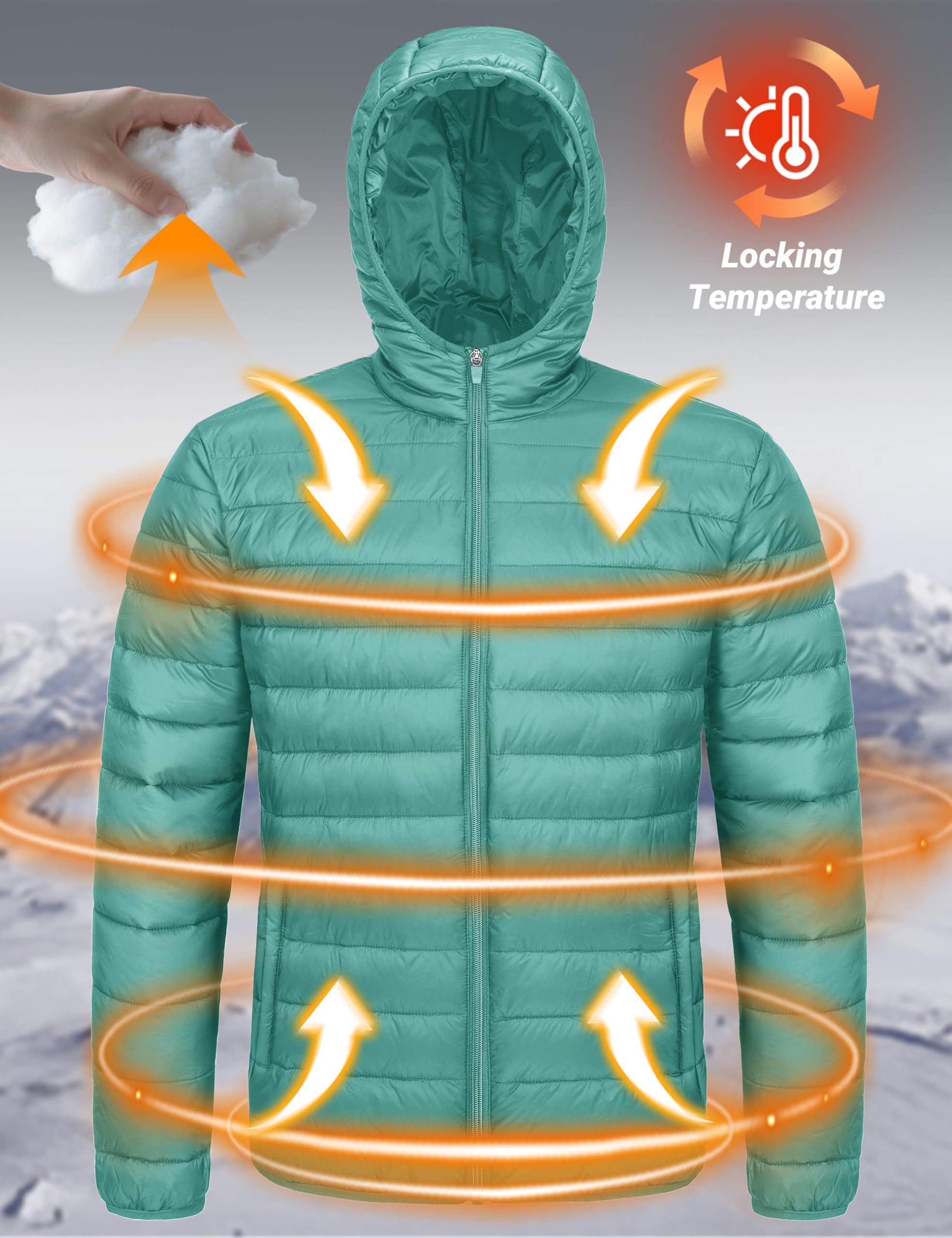 "Men's Lightweight Waterproof Hooded Puffer Jacket"