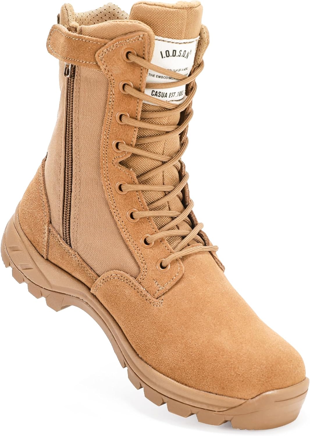 Men's Military Tactical Work Boots with Side Zipper 8 inch Hiking Boots