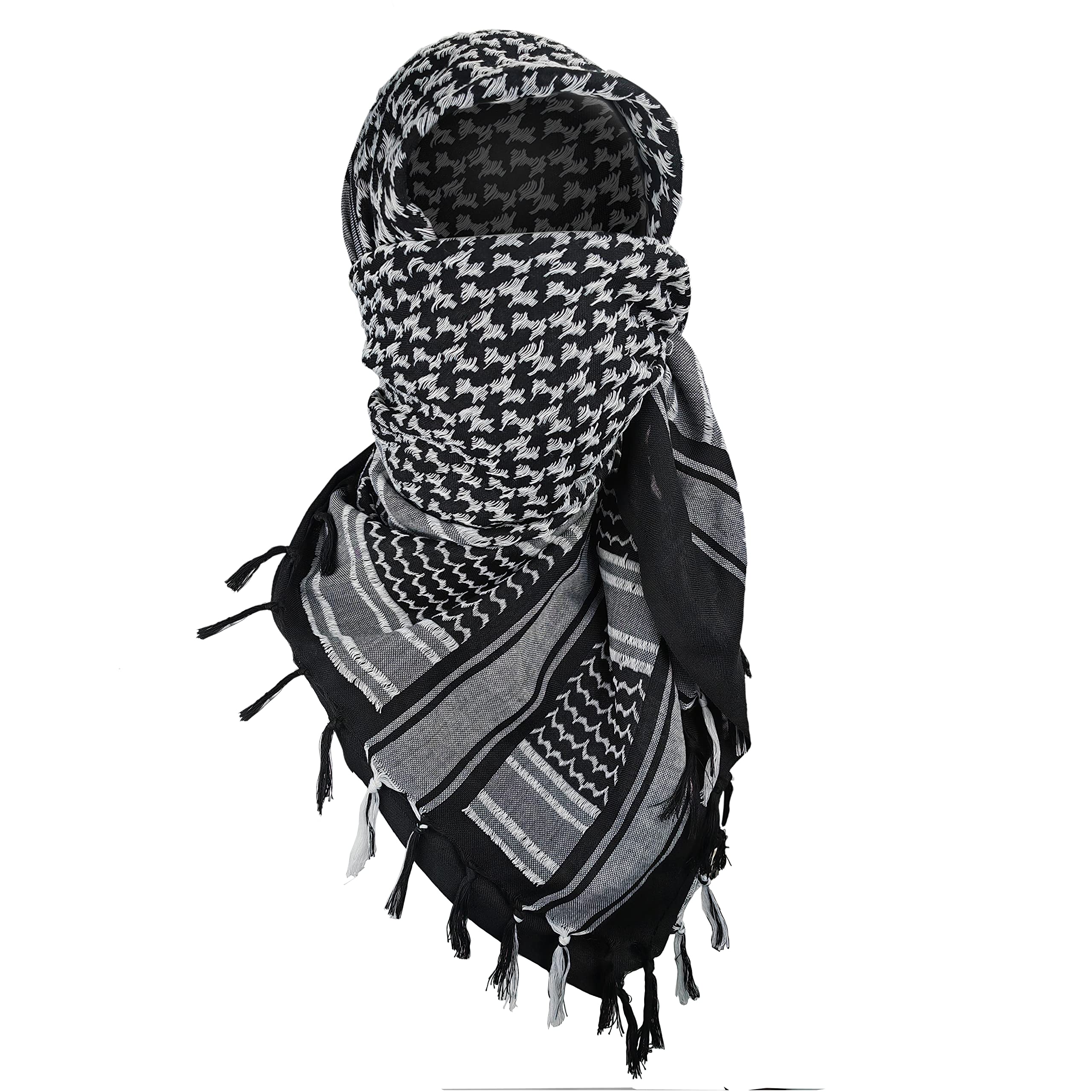 Luxns Military Shemagh Tactical Desert Scarf / 100% Cotton Keffiyeh Scarf Wrap for Men And Women