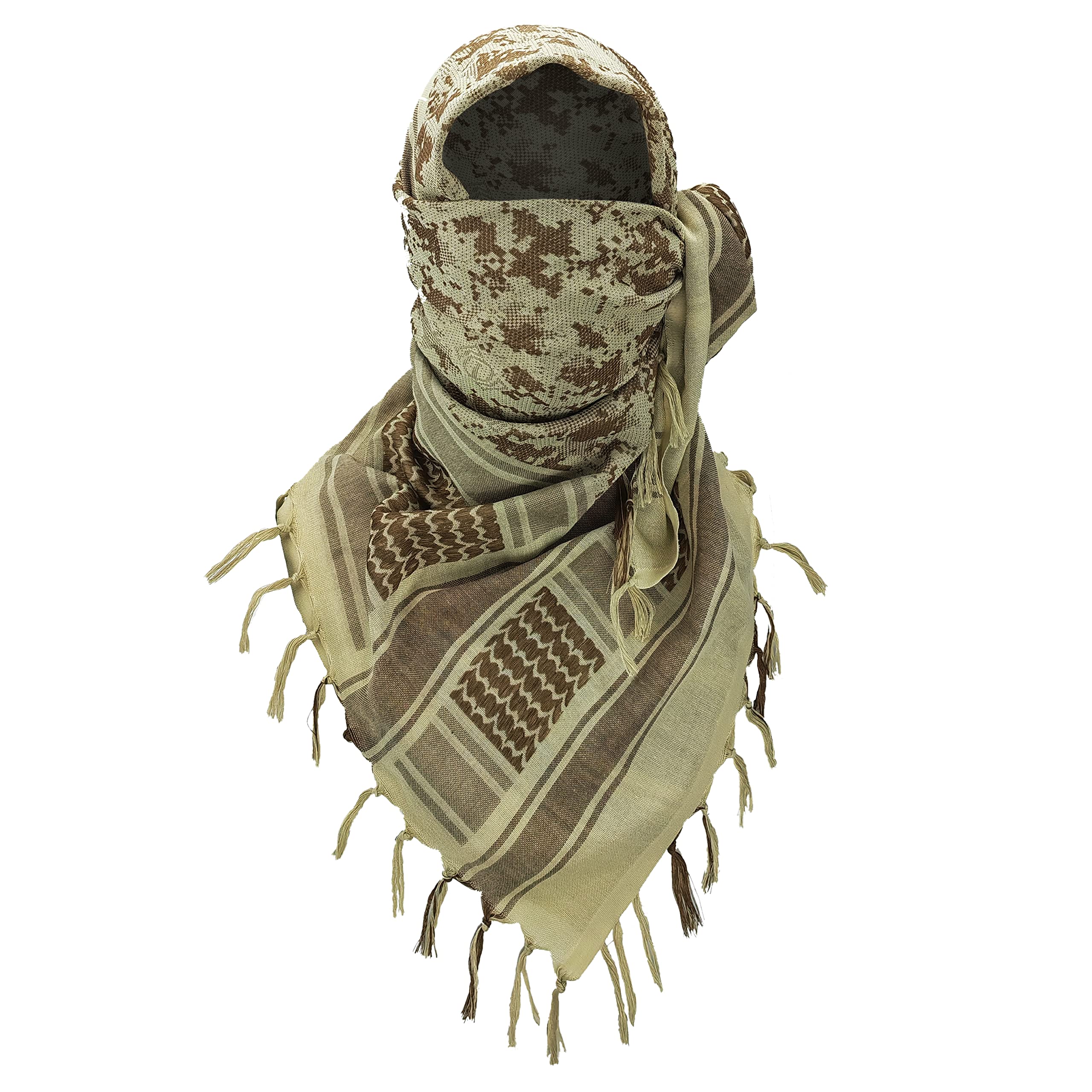 Luxns Military Shemagh Tactical Desert Scarf / 100% Cotton Keffiyeh Scarf Wrap for Men And Women