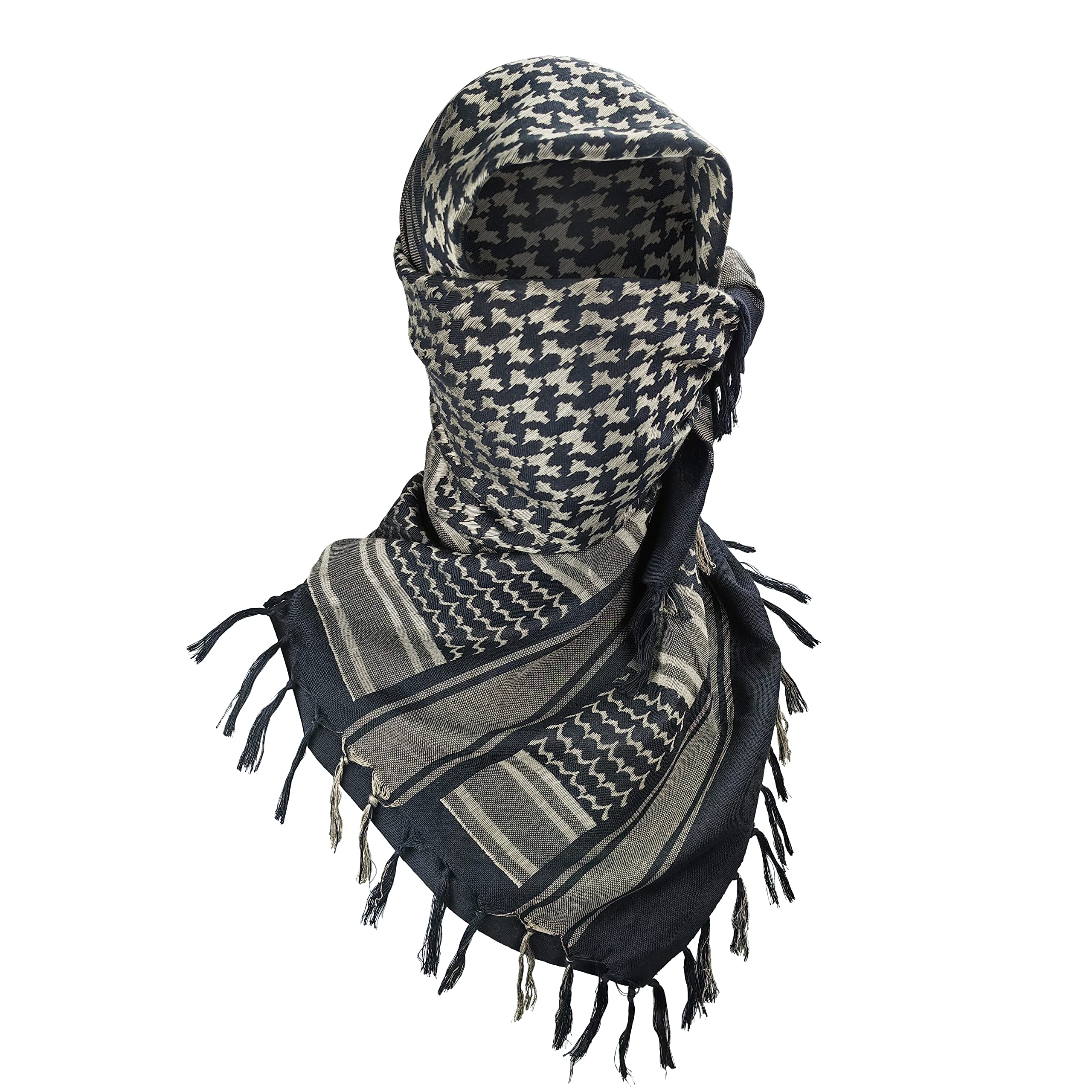 Luxns Military Shemagh Tactical Desert Scarf / 100% Cotton Keffiyeh Scarf Wrap for Men And Women